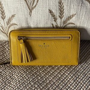 Kate Spade Mustard Yellow Long Wallet with Tassel